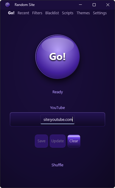 RandomSite in Glossy Molded Dark Theme